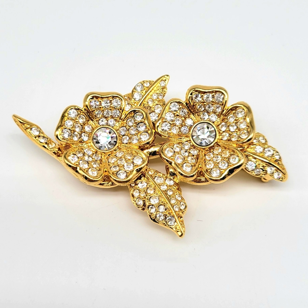 Joan Rivers Convertible Diamond Swarovski Crystal Pin to Clip on Flower Earrings